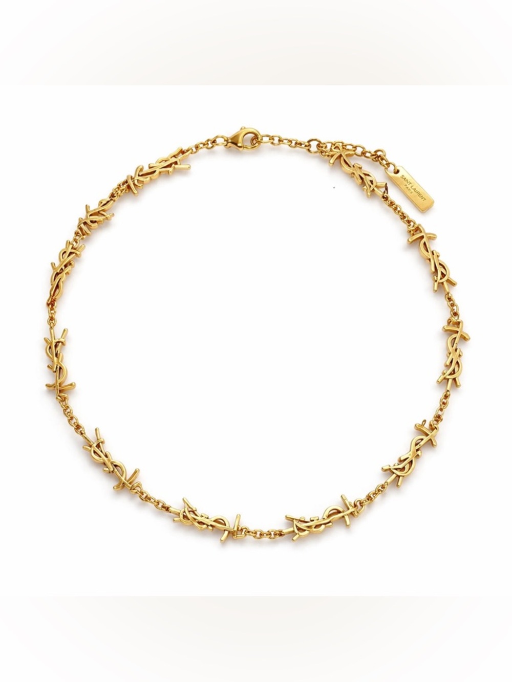 Yves Saint Laurent Gold YSL Cassandre Link Station Chain Necklace - Picture 3 of 9